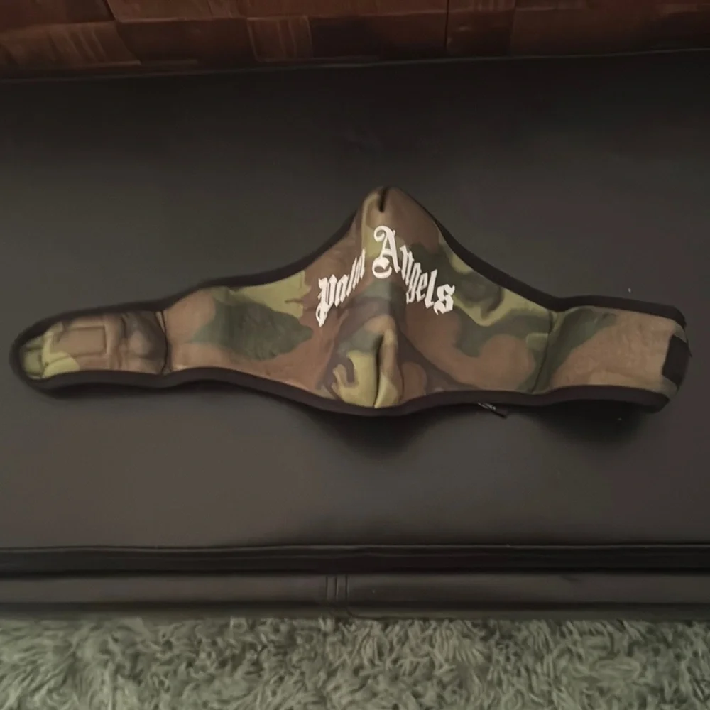 Palm Angels Green and Brown Camouflage Mask
